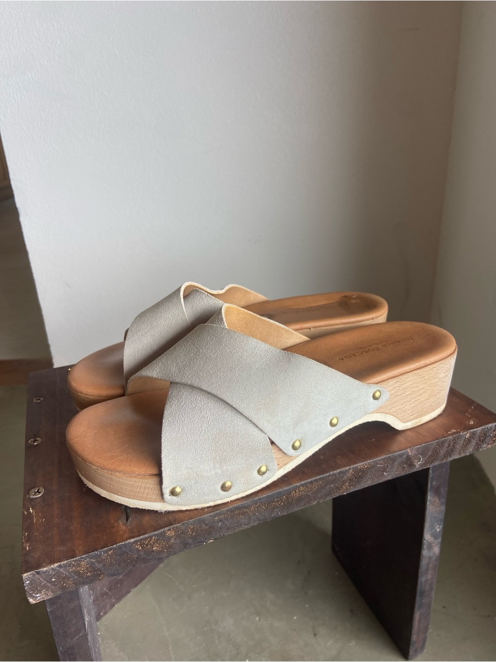 Grey suede mules size 7